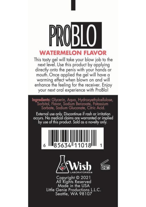 ProBlo Oral Pleasure Flavored Gel 1.5oz - Watermelon - Image 2