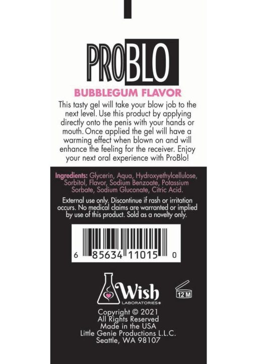 ProBlo Oral Pleasure Flavored Gel 1.5oz - Bubblegum - Image 2