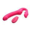 Strap U Licking Vibrating Rechargeable Silicone Strapless Strap-On with Remote Control - Pink