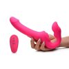 Strap U Licking Vibrating Rechargeable Silicone Strapless Strap-On with Remote Control - Pink - Image 4