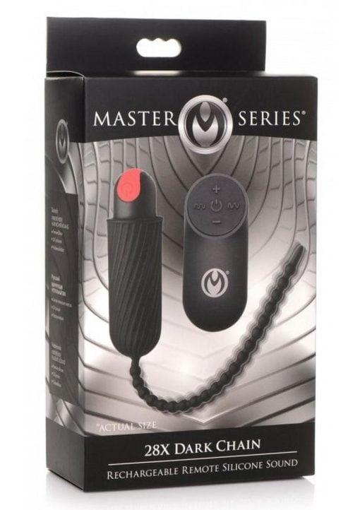 Master Series 28X Dark Chain Rechargeable Silicone Remote Control Sound - Black/Red - Image 2