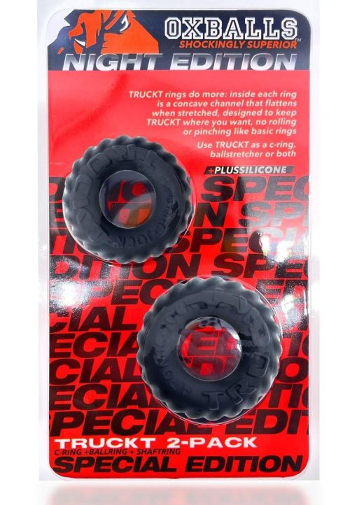 Oxballs Truckt Plus+ Silicone Cock Ring (2 pack) - Night Edition - Image 2