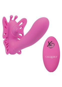 Venus Butterfly Pulsating Venus G Silicone Rechargeable Strap-On With Remote Control - Pink