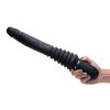 Master Series Vibrating and Thrusting Rechargeable Silicone Dildo - Black - Image 4