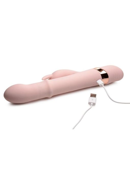 Inmi Sliding Ring Silicone Rabbit Vibrator - Pink - Image 4