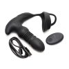 Thunder Plugs Rechargeable 10X Thrusting Silicone Vibrator with Cock and Ball Strap - Black - Image 3