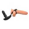Thunder Plugs Rechargeable 10X Thrusting Silicone Vibrator with Cock and Ball Strap - Black - Image 4