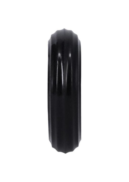 Rock Solid Ribbed Donut Silicone Cock Ring - Black - Image 4