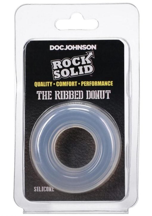 Rock Solid Ribbed Donut Silicone Cock Ring - Clear - Image 2