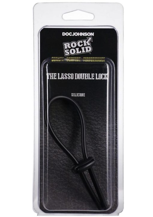 Rock Solid Lasso Double Lock Adjustable Silicone Cock Ring - Black - Image 2