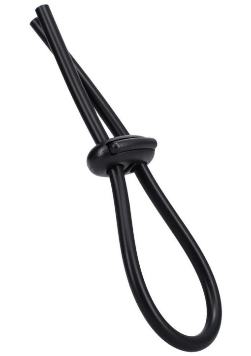Rock Solid Lasso Double Lock Adjustable Silicone Cock Ring - Black - Image 3