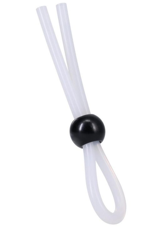 Rock Solid The Lasso Single Lock Adjustable Silicone Cock Ring - White - Image 3