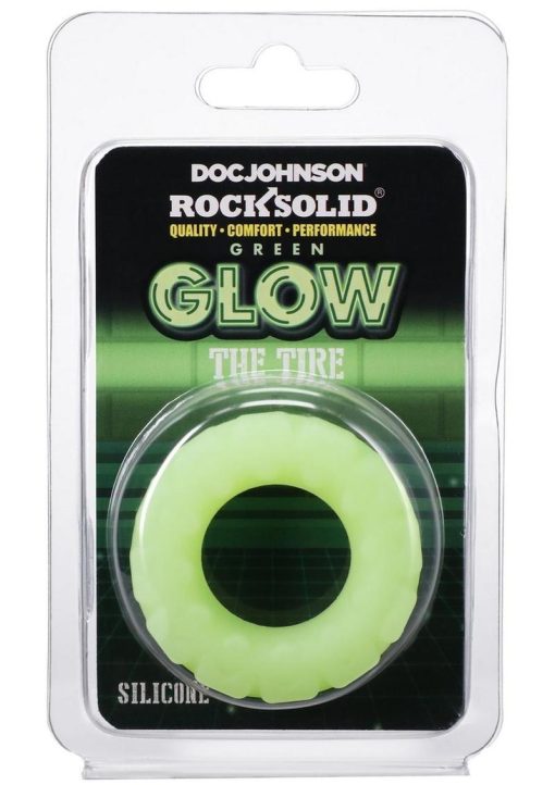 Rock Solid The Tire Silicone Glow in the Dark Cock Ring - Green - Image 2