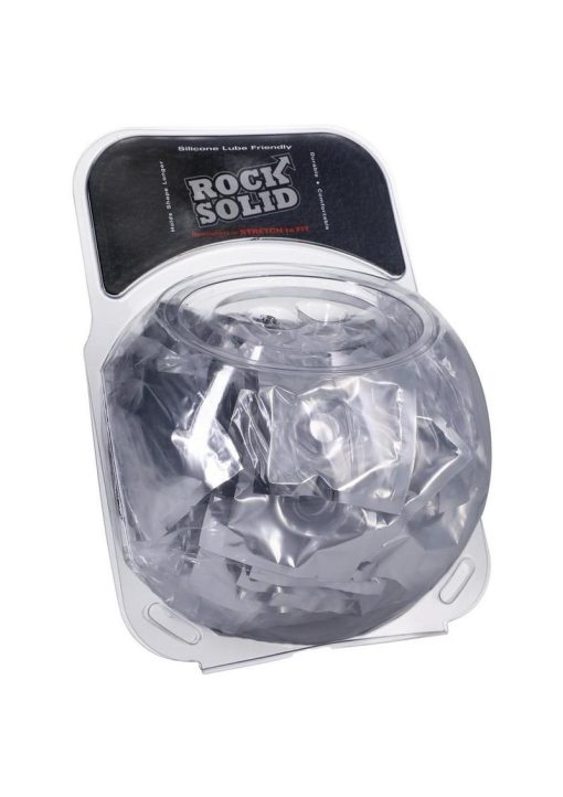 Rock Solid Donut Cock Ring Clambowl (100 piece) - Clear