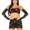 Leg Avenue Checkerboard Net and Opaque Bandeau Mini Skirt and Arm Warmers - OS - Black - Image 3