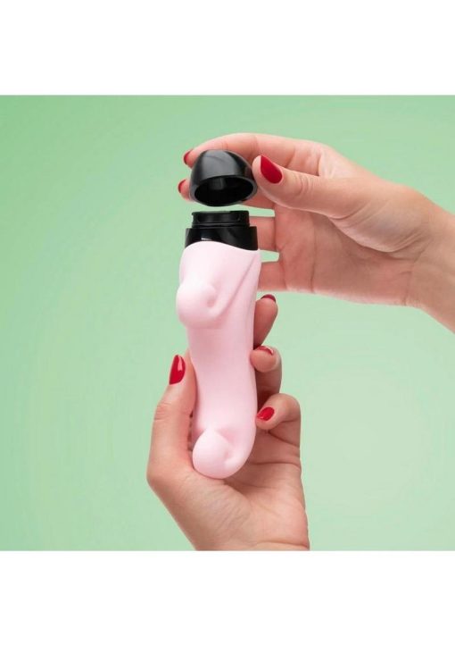 Ocean Silicone Deluxe Vibrator with Clitoral Stimulator -  Baby Rose Pink - Image 3