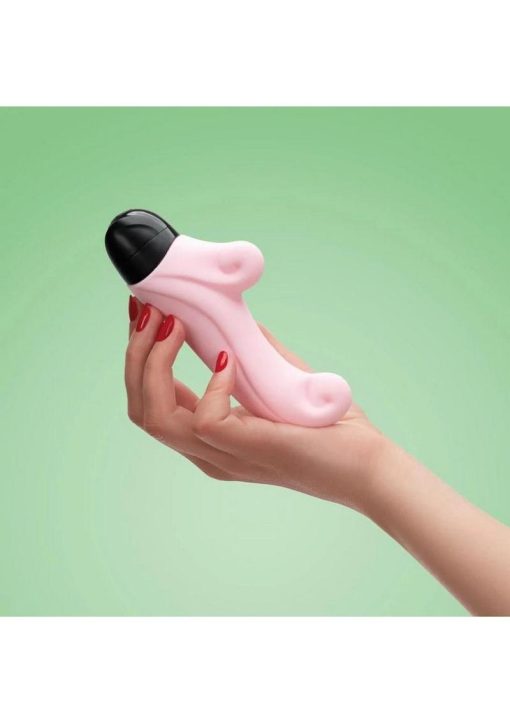 Ocean Silicone Deluxe Vibrator with Clitoral Stimulator -  Baby Rose Pink - Image 4