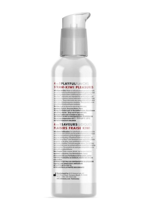 Swiss Navy 4 In 1 Flavored Lubricant 4oz - Strawberry/Kiwi Pleasure - Image 2