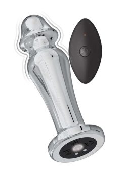 Ass-Sation Rechargeable Vibrating Metal Anal Lover with Remote Control - Silver