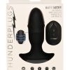 Thunder Plug Butt Slider 7x Sliding Ring Silicone Rechargeable Missle Plug with Remote Control - Black - Image 2