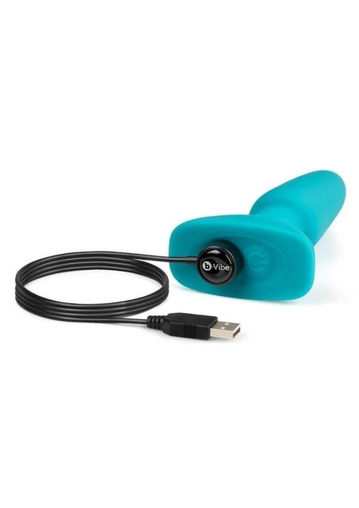 B-Vibe Rimming Plug 2 Rechargeable Silicone Anal Plug - Teal - Image 3