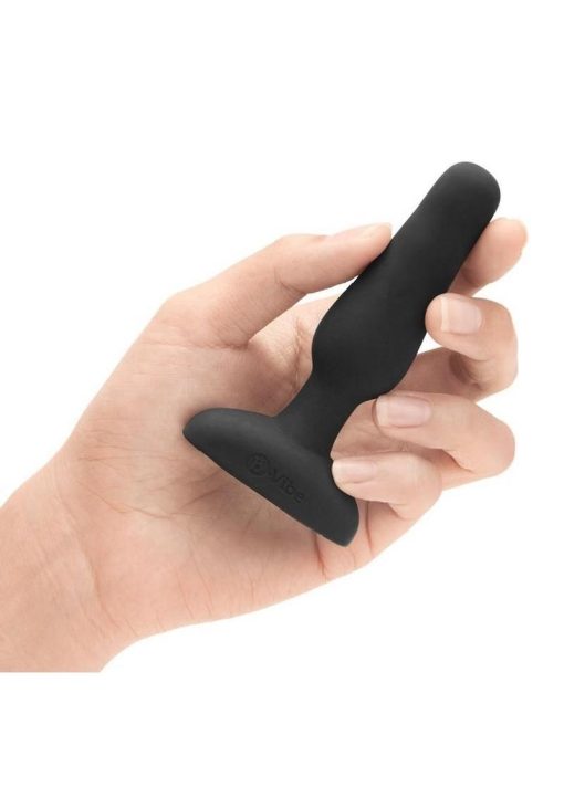 B-Vibe Novice Plug Rechargeable Silicone Anal Plug with Remote Control - Black - Image 3