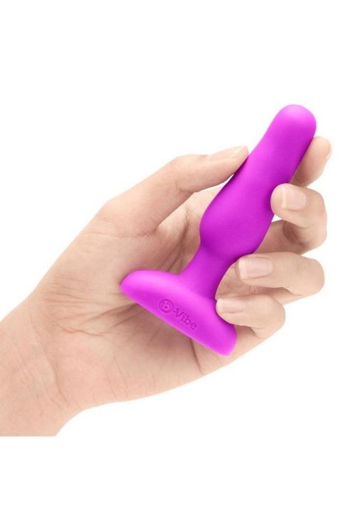 B-Vibe Novice Plug Rechargeable Silicone Anal Plug with Remote Control - Fuchsia - Image 3