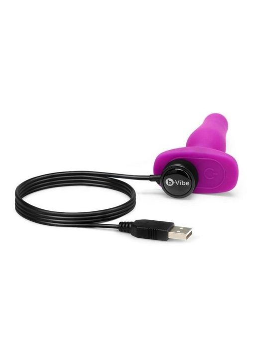 B-Vibe Novice Plug Rechargeable Silicone Anal Plug with Remote Control - Fuchsia - Image 4