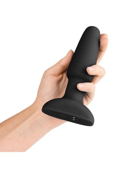 B-Vibe Rimming Petite Rechargeable Silicone Anal Plug with Remote Control - Black - Image 4