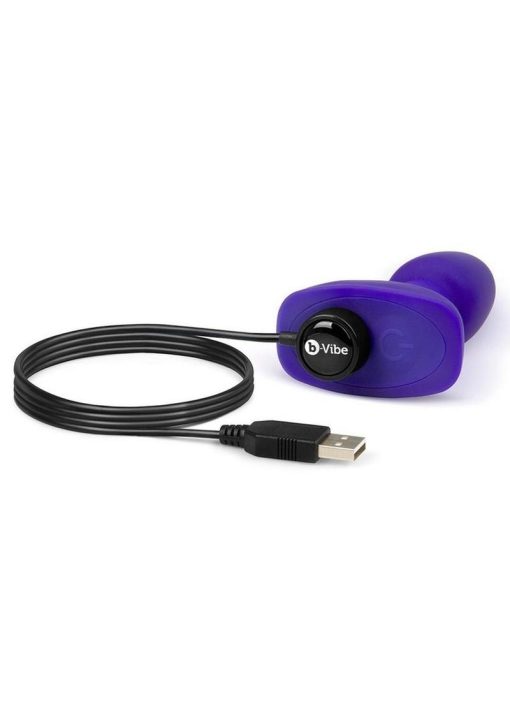 B-Vibe Rimming Petite Rechargeable Silicone Anal Plug with Remote Control - Purple - Image 3