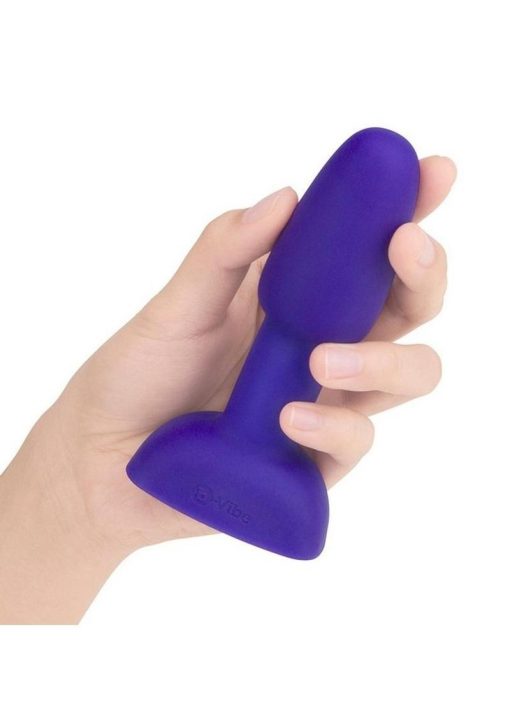 B-Vibe Rimming Petite Rechargeable Silicone Anal Plug with Remote Control - Purple - Image 4