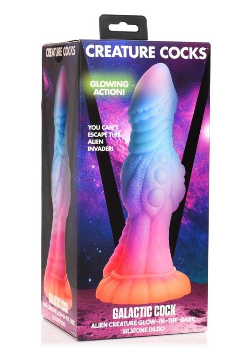 Creature Cocks Galatic Cock Alien Creature Glow in the Dark Silicone Dildo - Multicolor - Image 2