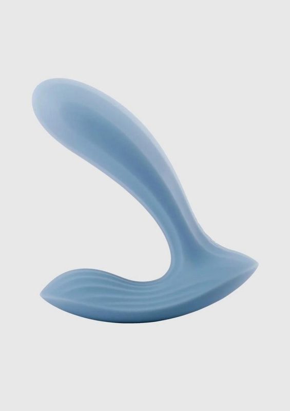 Svakom Erica Rechargeable Silicone App Compatible Dual Vibrator with Clitoral Stimulator and Remote Control - Dusty Blue