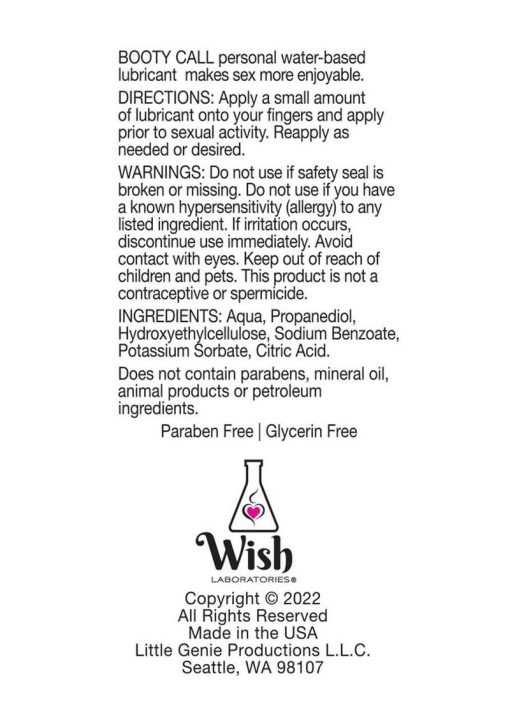 Bootycall Water Based Lubricant 4oz - Image 2