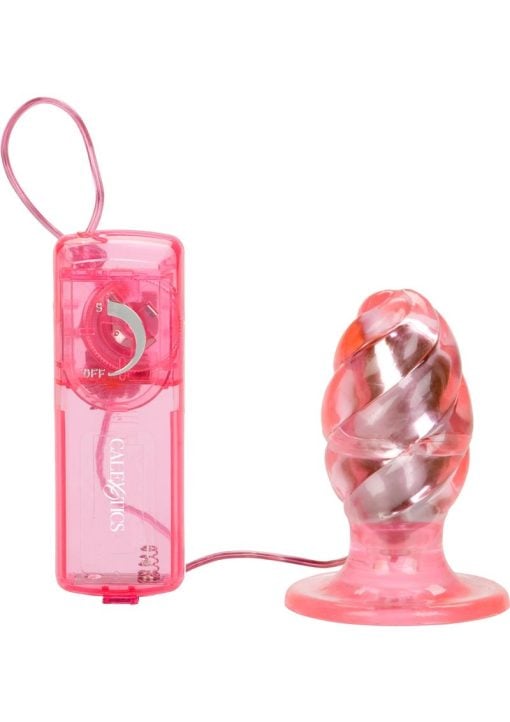 Tush Trainer Vibrating Butt Plug with Wired Remote Control - Pink