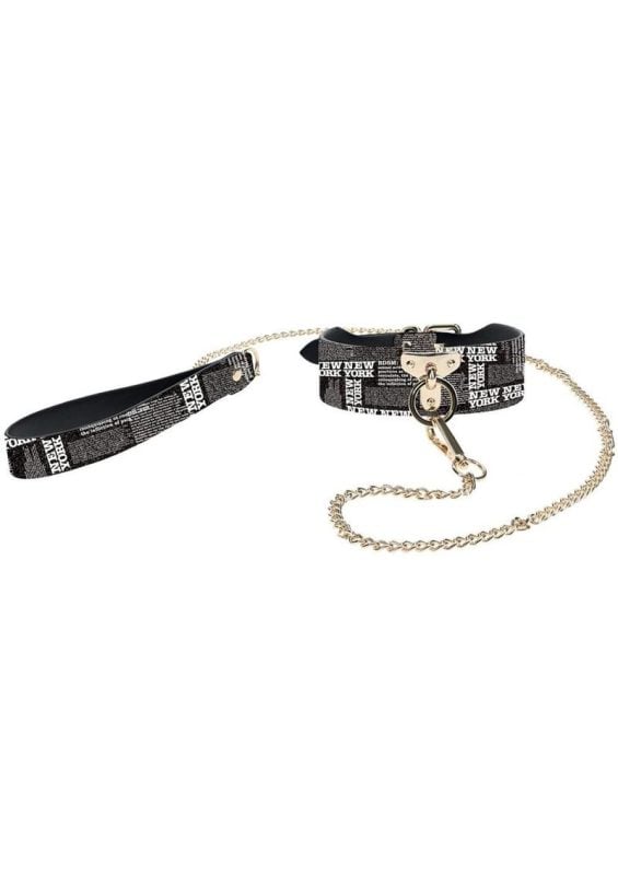 Ouch! NY Collection Collar with Leash - Black