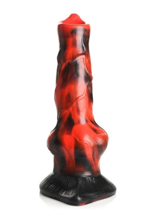 Creature Cocks Vibra Beast Vibrating Silicone Dildo - Red/Black - Image 3