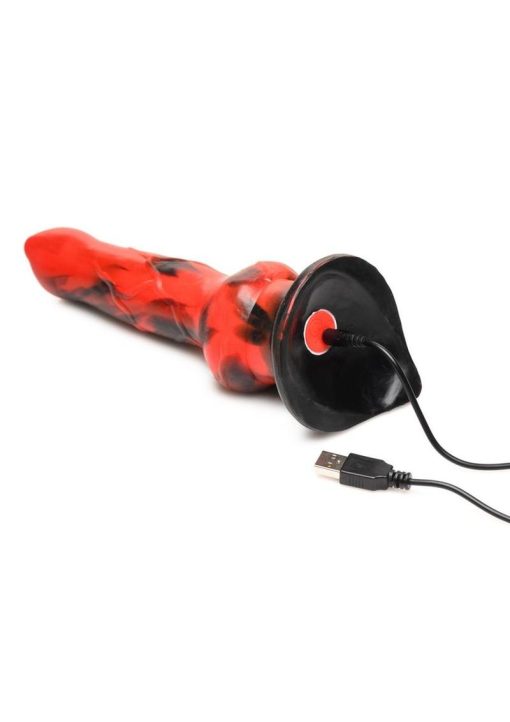 Creature Cocks Vibra Beast Vibrating Silicone Dildo - Red/Black - Image 4