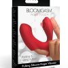 Bloomgasm Rose Touch Pulsing Rechargeable Silicone Finger Vibrator - Red