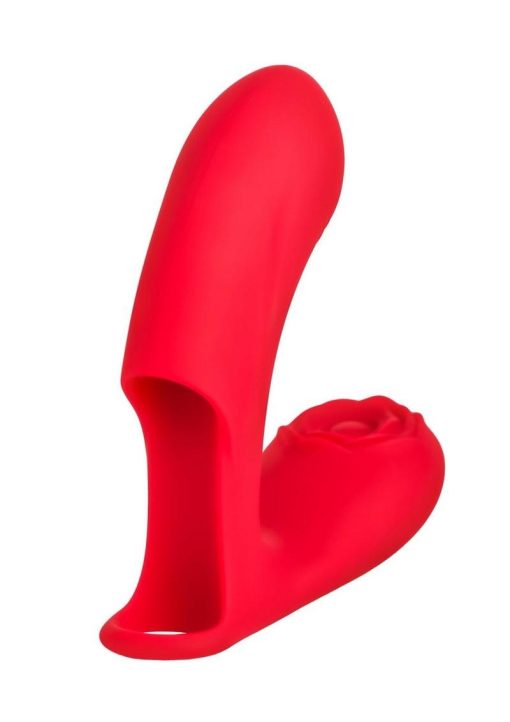 Bloomgasm Rose Touch Pulsing Rechargeable Silicone Finger Vibrator - Red - Image 4