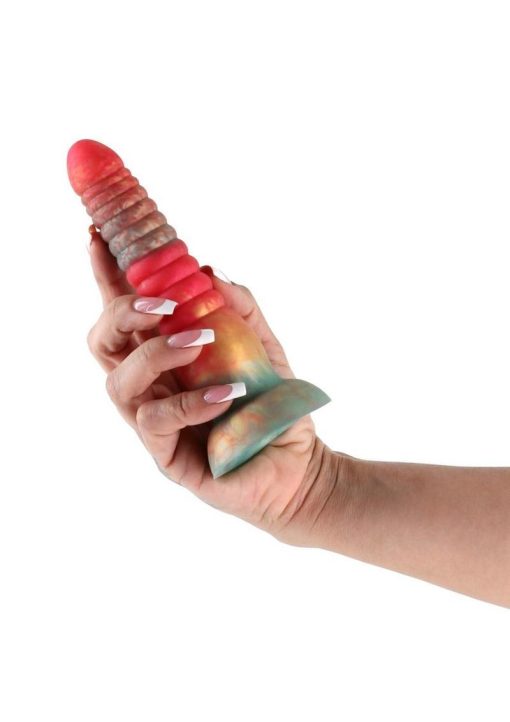 Colours Stacked Silicone Dildo 6in - Red/Gold - Image 3