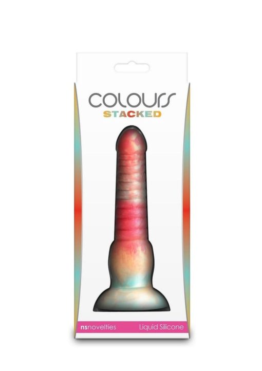 Colours Stacked Silicone Dildo 6in - Red/Gold - Image 4