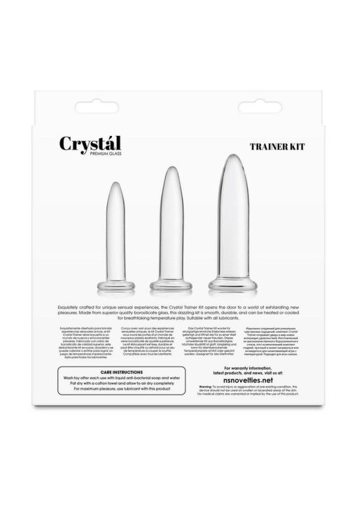 Crystal Trainer Glass Anal Plugs Kit (3pc Set) - Clear - Image 4