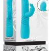 Bunny Hop Rechargeable Silicone Throbbing Rabbit Vibrator - Blue