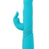 Bunny Hop Rechargeable Silicone Throbbing Rabbit Vibrator - Blue