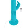 Bunny Hop Rechargeable Silicone Throbbing Rabbit Vibrator - Blue - Image 4