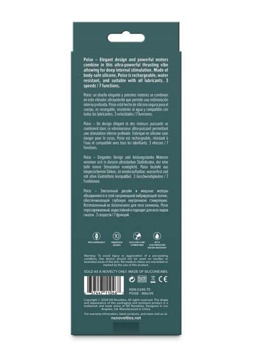 Lust-N-Dreams Poise Rechargeable Silicone Vibrator - Purple - Image 4