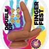 Finger Fest Double Up Silicone Dildo - Caramel
