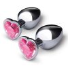 B-Vibe Jewel Metal Anal Plug Training Set (2 Piece) - Pink/Silver - Image 3