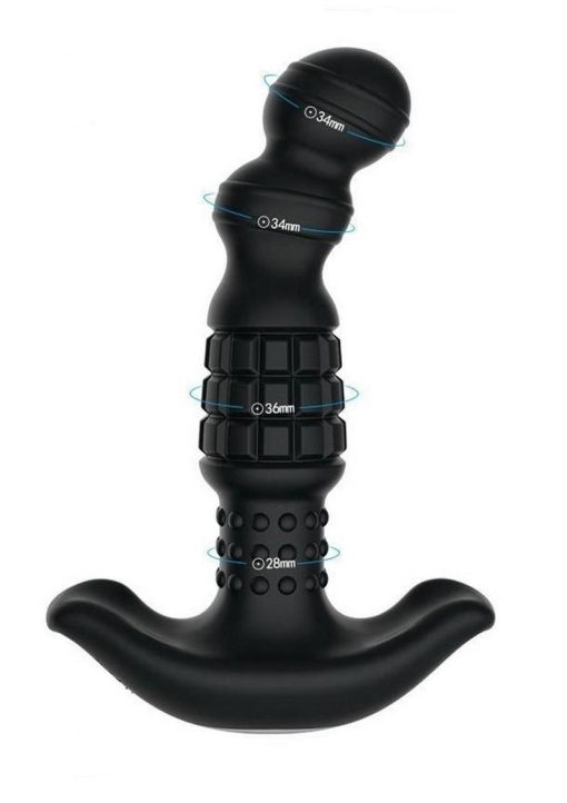 Pineapple Man Rolling Bead Vibrating Rechargeable Silicone Prostate Massager - Black - Image 4